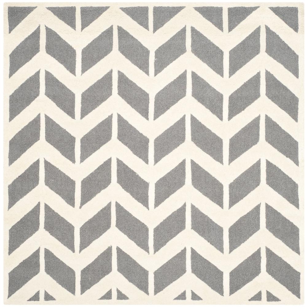 CAMBRIDGE, DARK GREY / IVORY, 6' X 6' Square, Area Rug, CAM718D-6SQ. Picture 1
