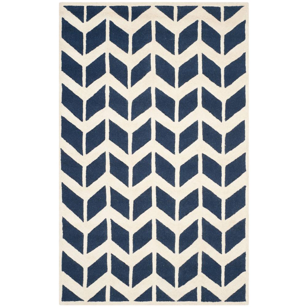 CAMBRIDGE, NAVY / IVORY, 5' X 8', Area Rug, CAM718M-5. Picture 1