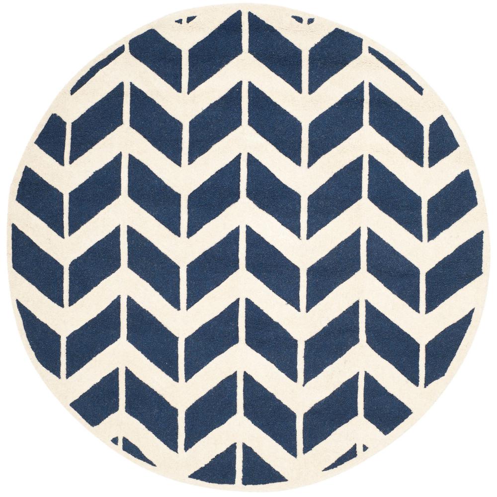 CAMBRIDGE, NAVY / IVORY, 6' X 6' Round, Area Rug, CAM718M-6R. Picture 1