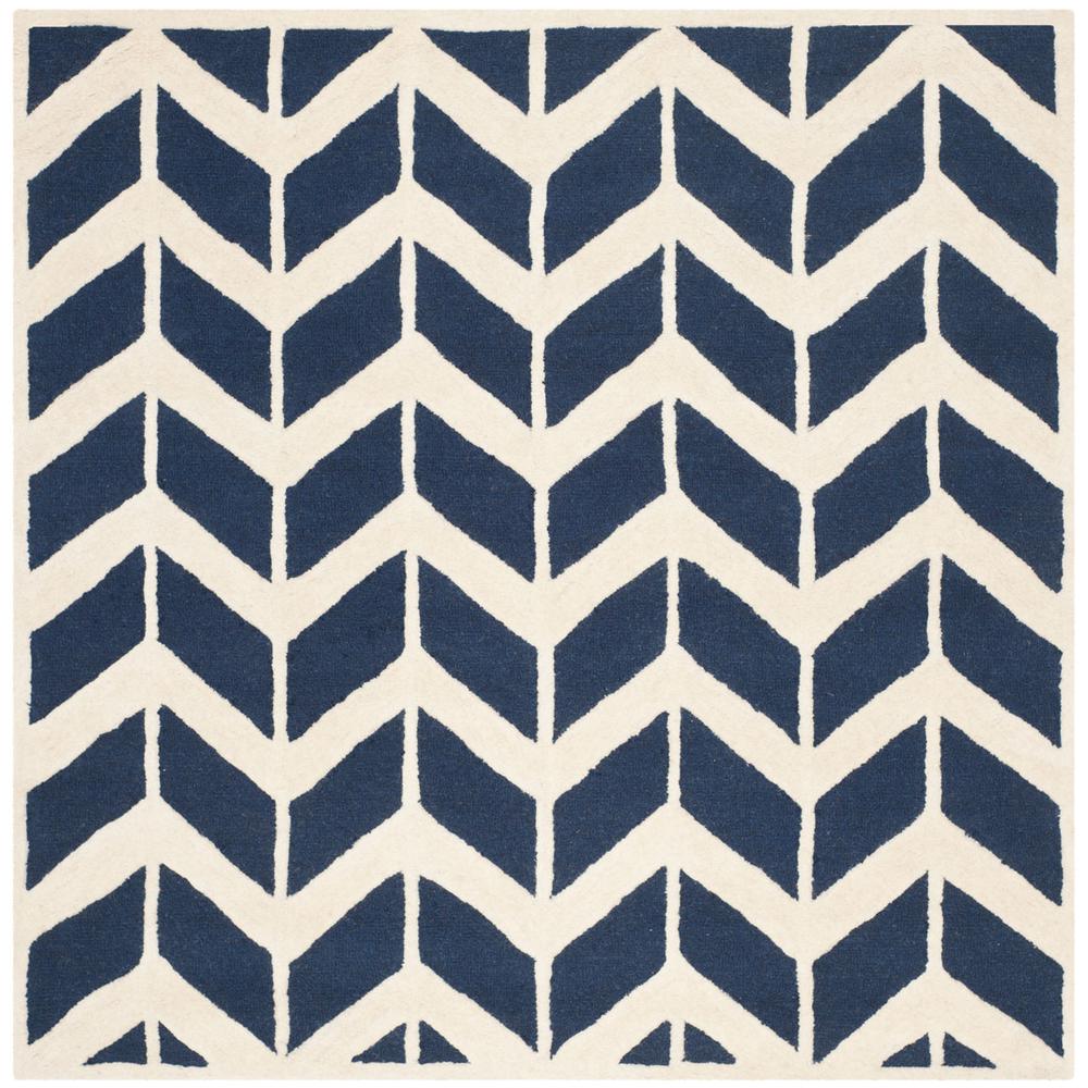 CAMBRIDGE, NAVY / IVORY, 6' X 6' Square, Area Rug, CAM718M-6SQ. Picture 1