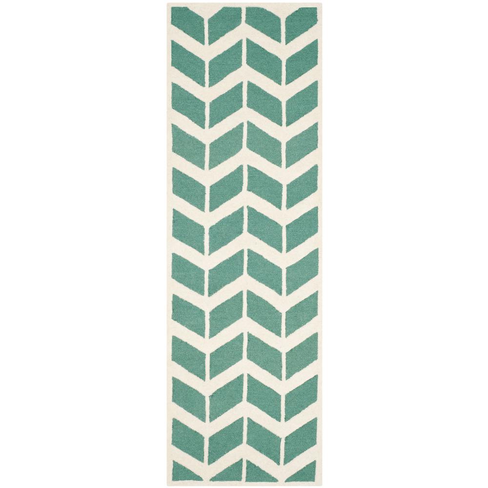 CAMBRIDGE, TEAL / IVORY, 2'-6" X 8', Area Rug, CAM718T-28. Picture 1