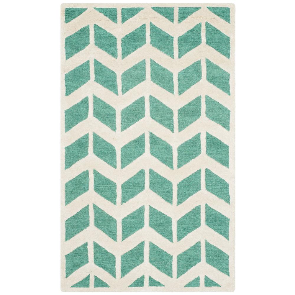 CAMBRIDGE, TEAL / IVORY, 3' X 5', Area Rug, CAM718T-3. Picture 1