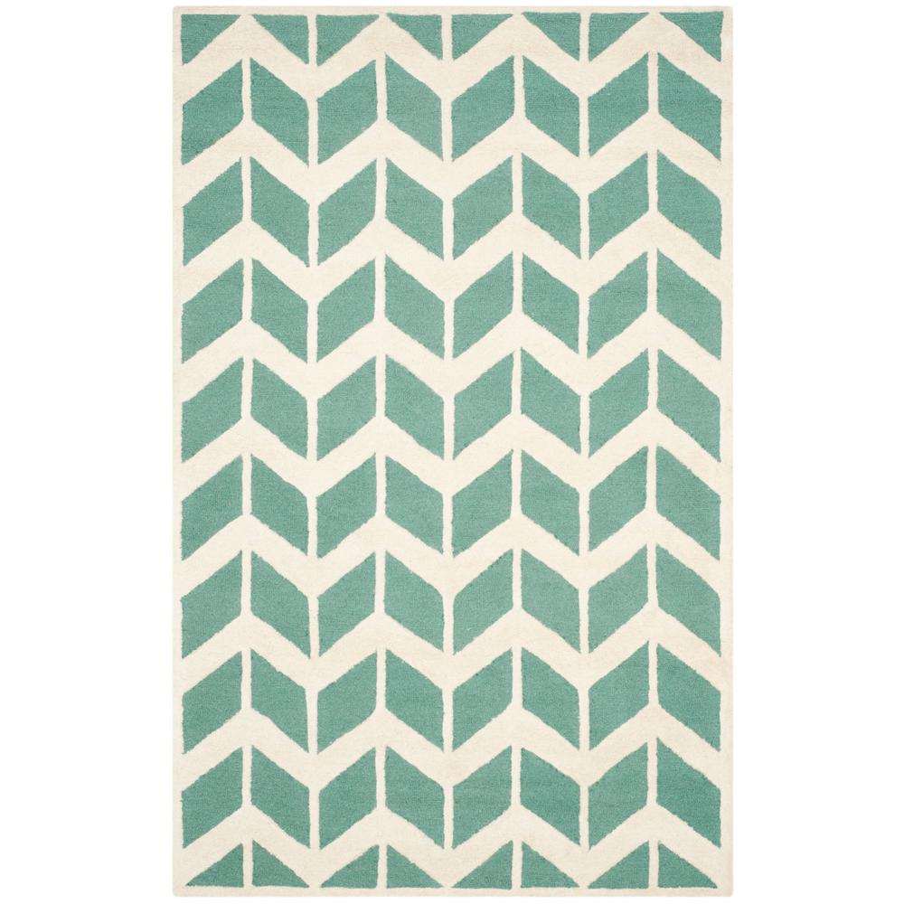 CAMBRIDGE, TEAL / IVORY, 5' X 8', Area Rug, CAM718T-5. Picture 1