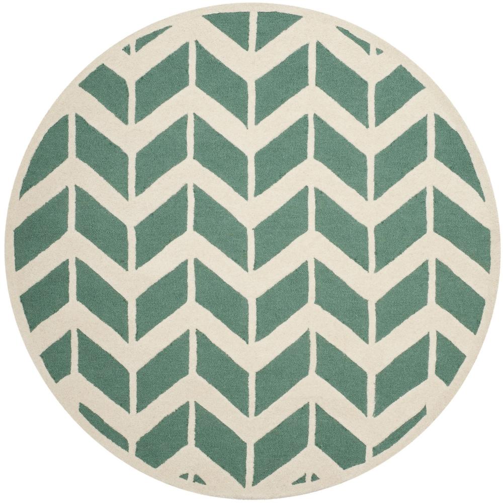 CAMBRIDGE, TEAL / IVORY, 6' X 6' Round, Area Rug, CAM718T-6R. Picture 1