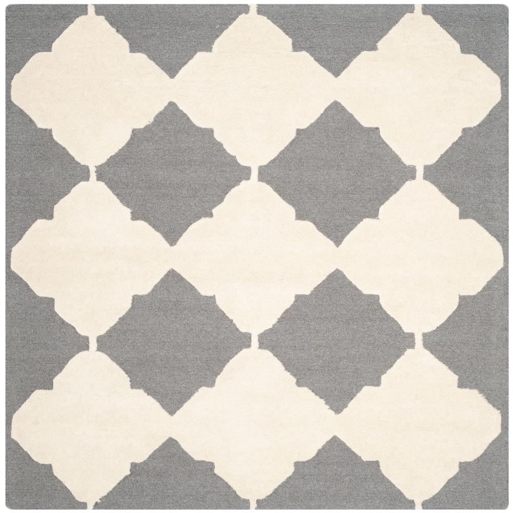 CAMBRIDGE, DARK GREY / IVORY, 6' X 6' Square, Area Rug, CAM719D-6SQ. Picture 1