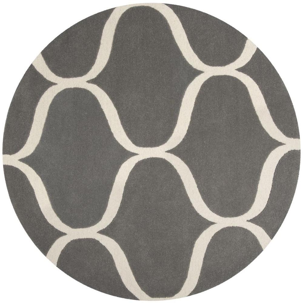 CAMBRIDGE, DARK GREY / IVORY, 6' X 6' Round, Area Rug, CAM730D-6R. Picture 1