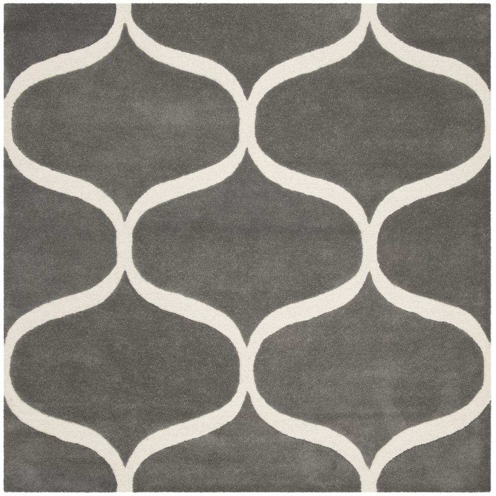 CAMBRIDGE, DARK GREY / IVORY, 6' X 6' Square, Area Rug, CAM730D-6SQ. Picture 1