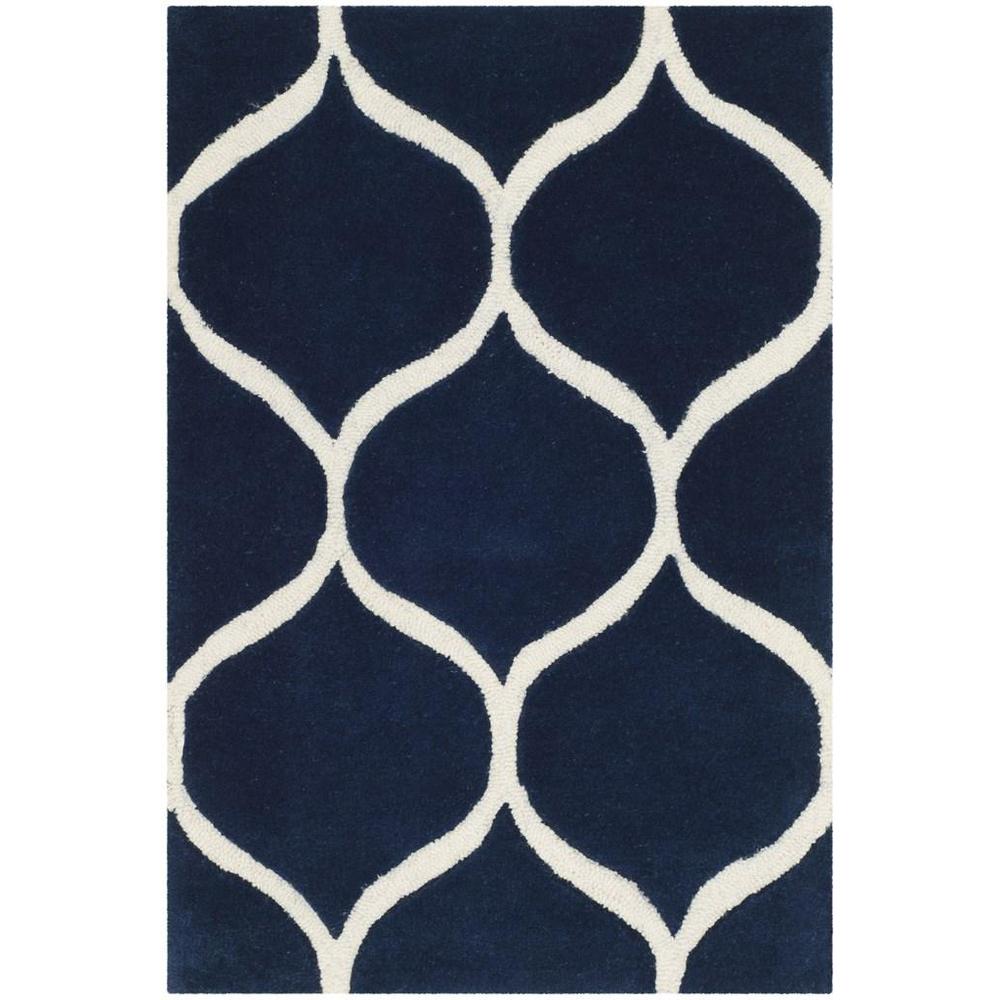 CAMBRIDGE, DARK BLUE / IVORY, 2' X 3', Area Rug. Picture 1