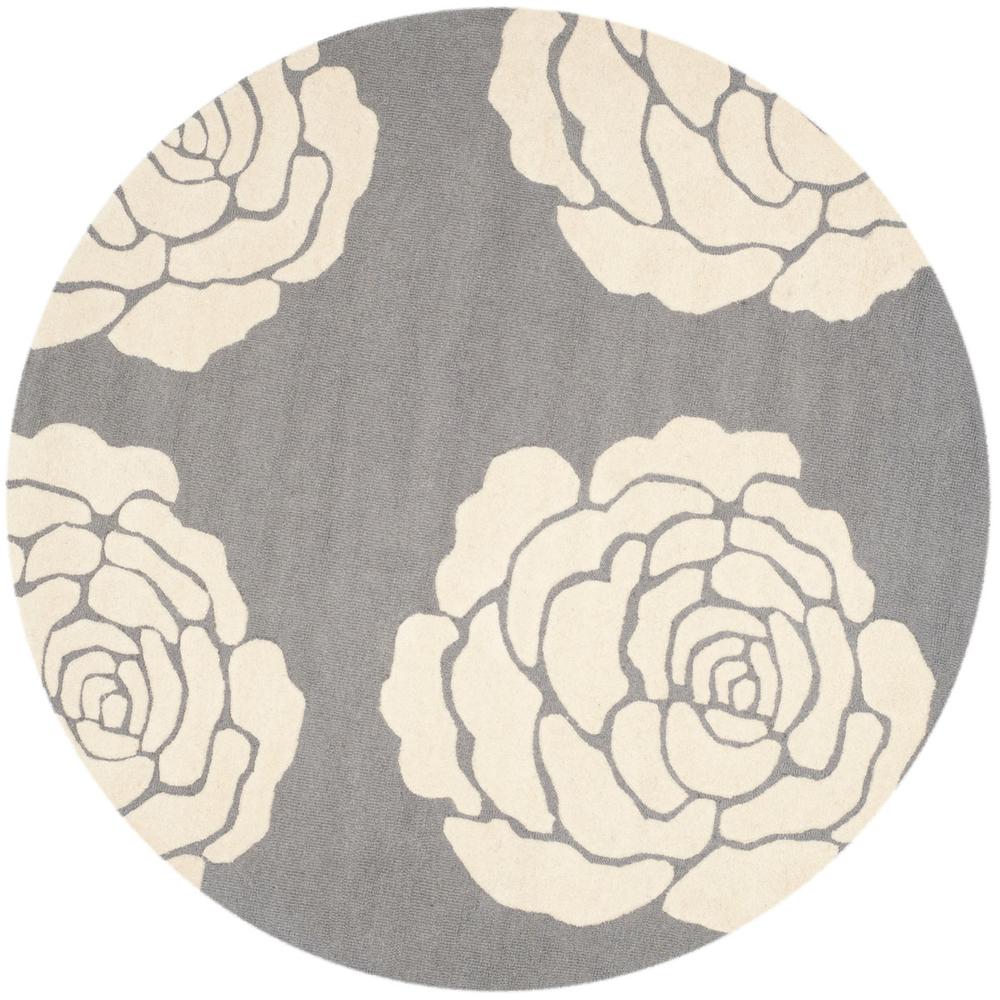 CAMBRIDGE, DARK GREY / IVORY, 6' X 6' Round, Area Rug, CAM782D-6R. Picture 1