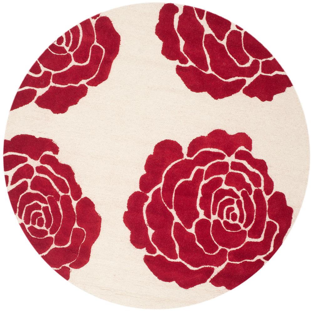 CAMBRIDGE, IVORY / RED, 6' X 6' Round, Area Rug. Picture 1