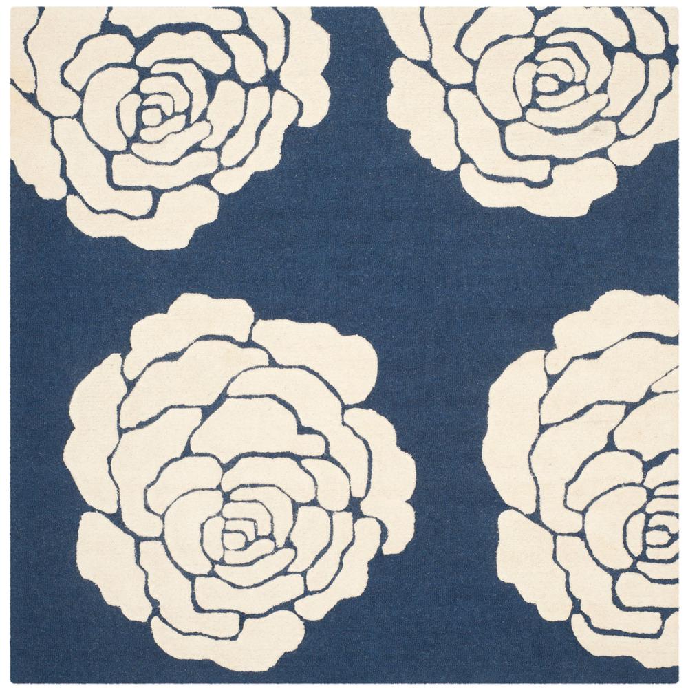 CAMBRIDGE, NAVY / IVORY, 6' X 6' Square, Area Rug, CAM782M-6SQ. Picture 1