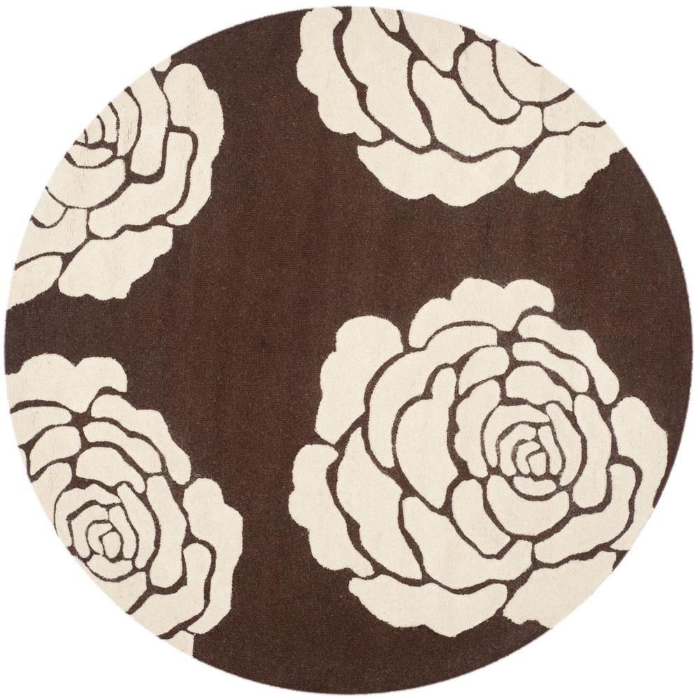 CAMBRIDGE, BROWN / IVORY, 6' X 6' Round, Area Rug, CAM782R-6R. Picture 1