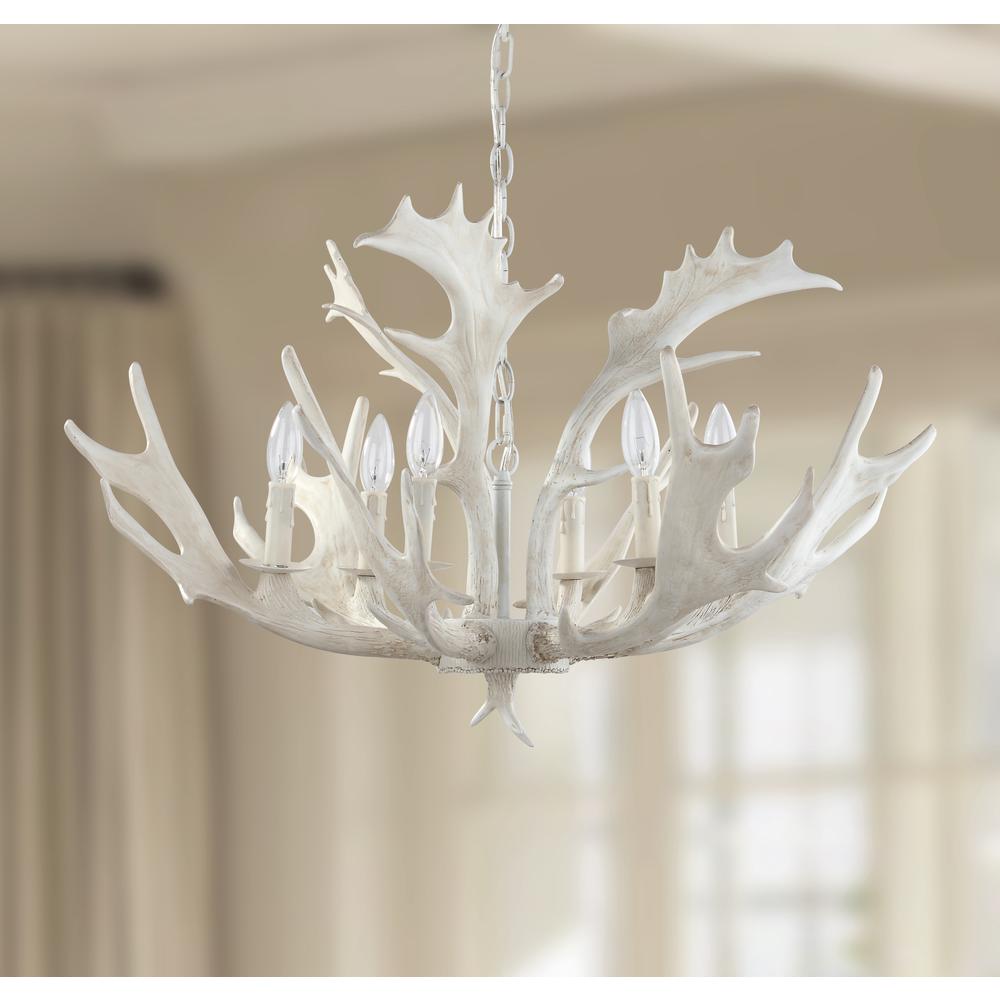 Birch 30-Inch Dia Antler Chandelier, White. Picture 1