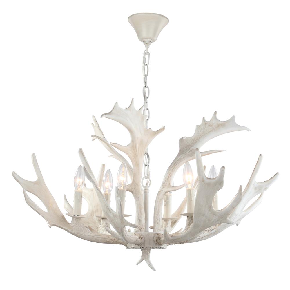 Birch 30-Inch Dia Antler Chandelier, White. Picture 4