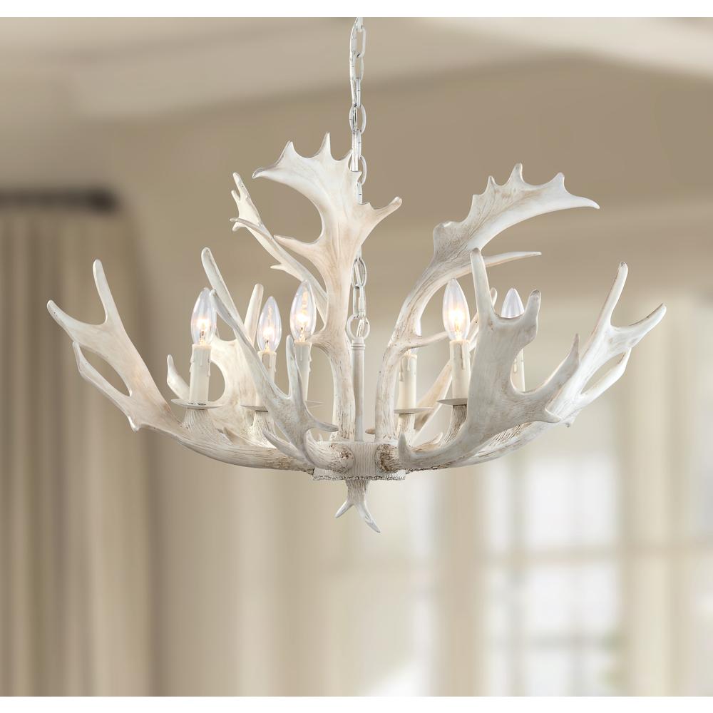 Birch 30-Inch Dia Antler Chandelier, White. Picture 3