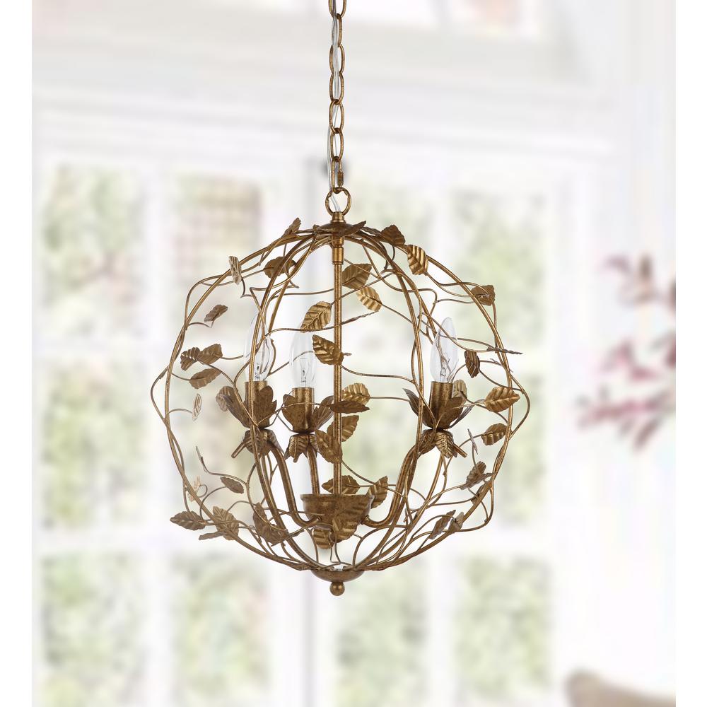 Austen Cage Chandelier, Gold Leaf. Picture 2