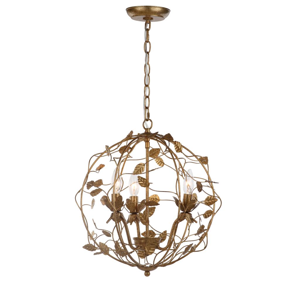Austen Cage Chandelier, Gold Leaf. Picture 5