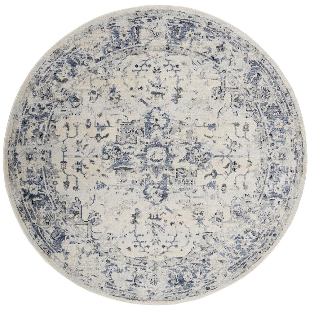 CHARLESTON, IVORY / NAVY, 6'-7" X 6'-7" Round, Area Rug. Picture 1