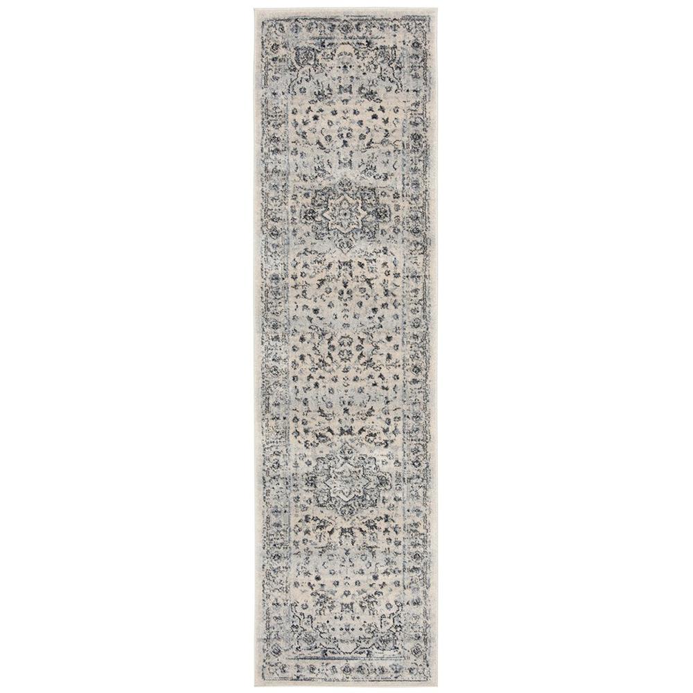 CHARLESTON, IVORY / LIGHT BLUE, 2' X 8', Area Rug. Picture 1
