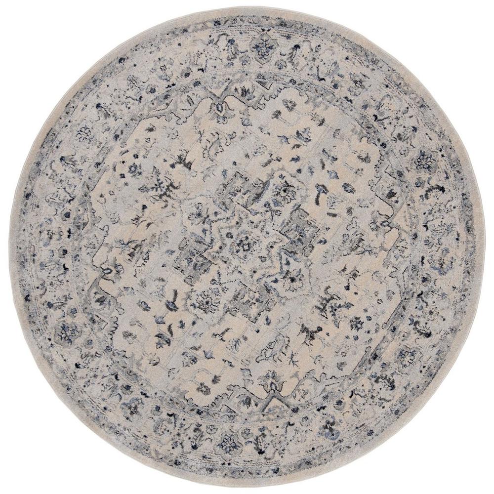 CHARLESTON, IVORY / LIGHT BLUE, 6'-7" X 6'-7" Round, Area Rug. Picture 1