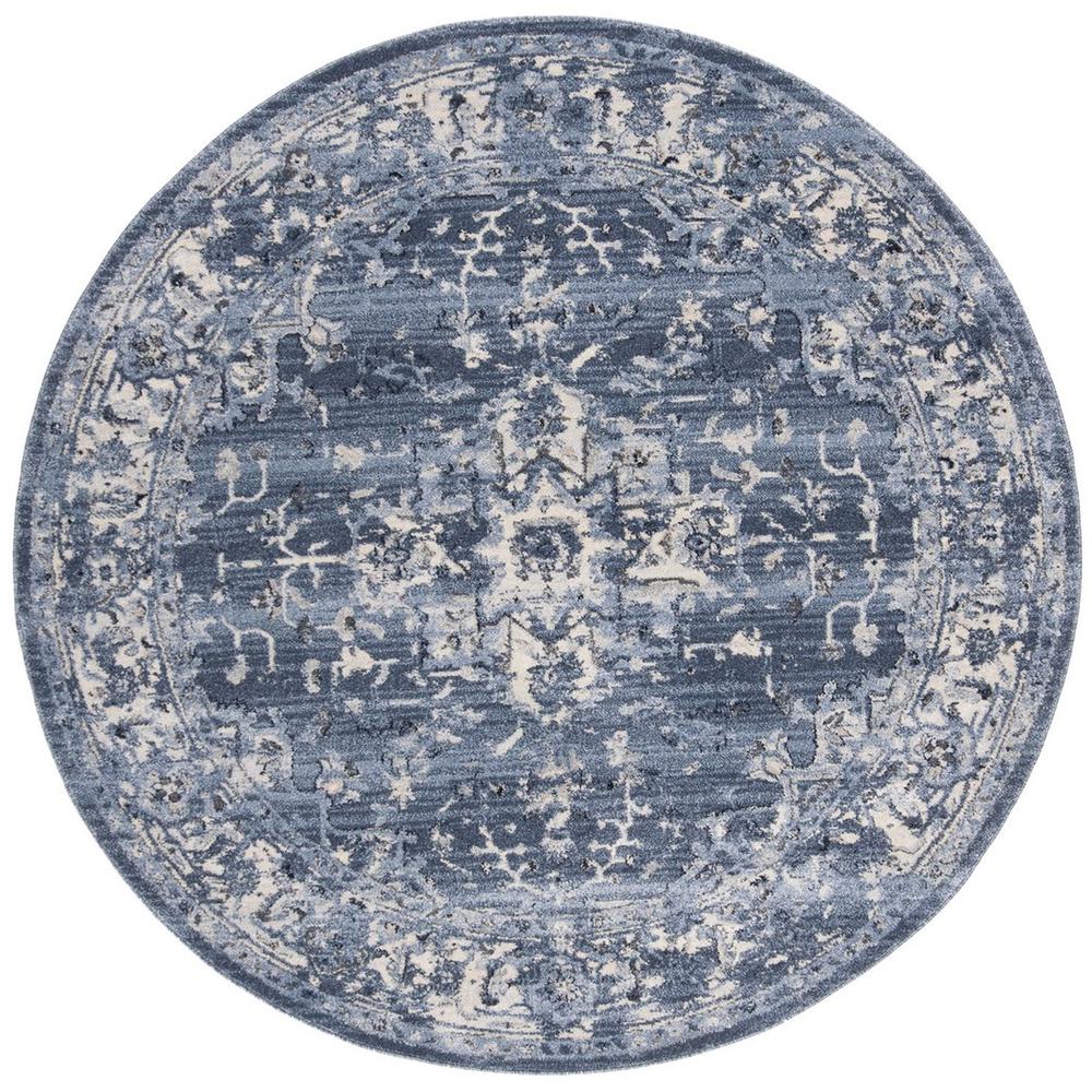 CHARLESTON, NAVY / CREME, 6'-7" X 6'-7" Round, Area Rug, CHL411N-7R. Picture 1