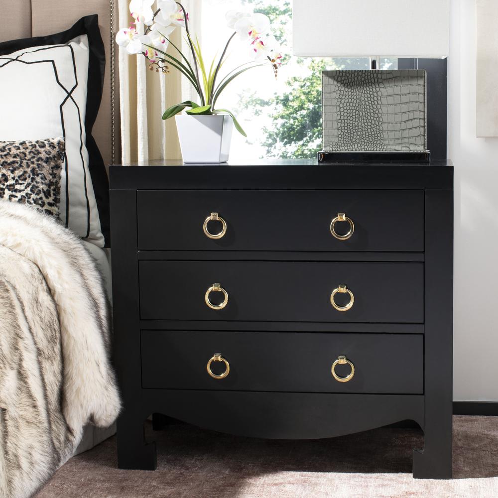 Dion 3 Drawer Chest, Black/Gold. Picture 7