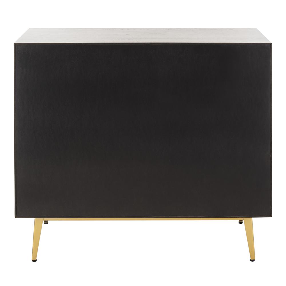 Katia 3 Drawer Chest, Walnut Parquet/Gold. Picture 2
