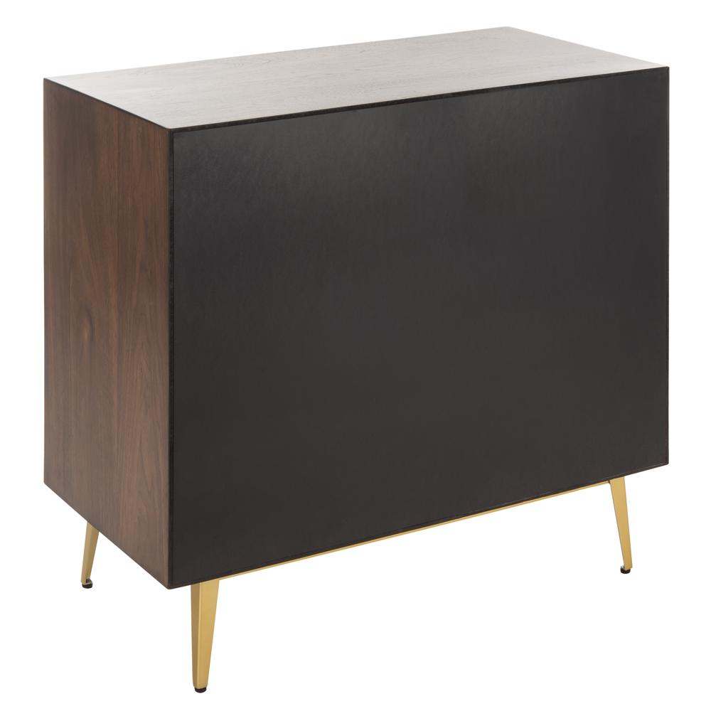 Katia 3 Drawer Chest, Walnut Parquet/Gold. Picture 3