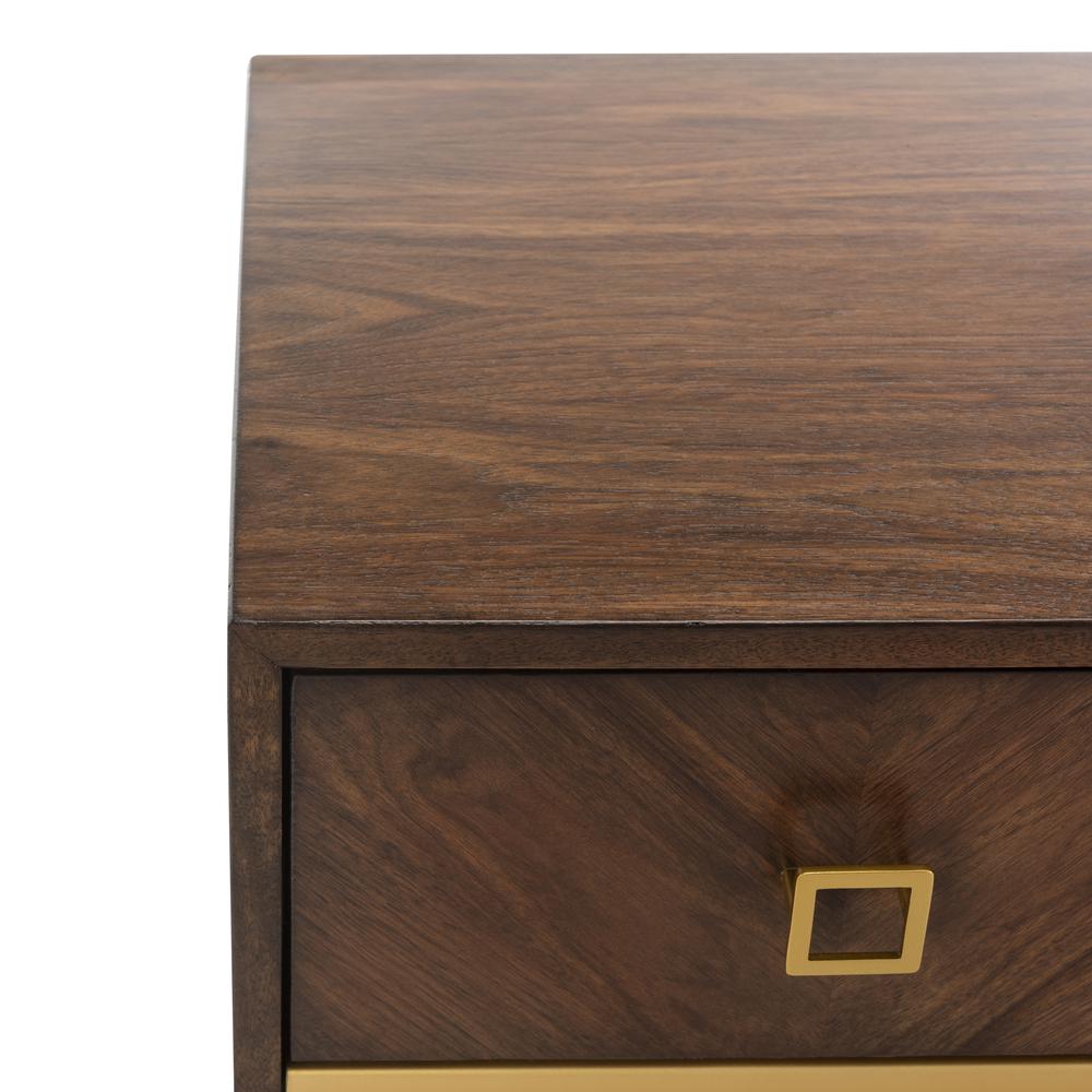 Katia 3 Drawer Chest, Walnut Parquet/Gold. Picture 4