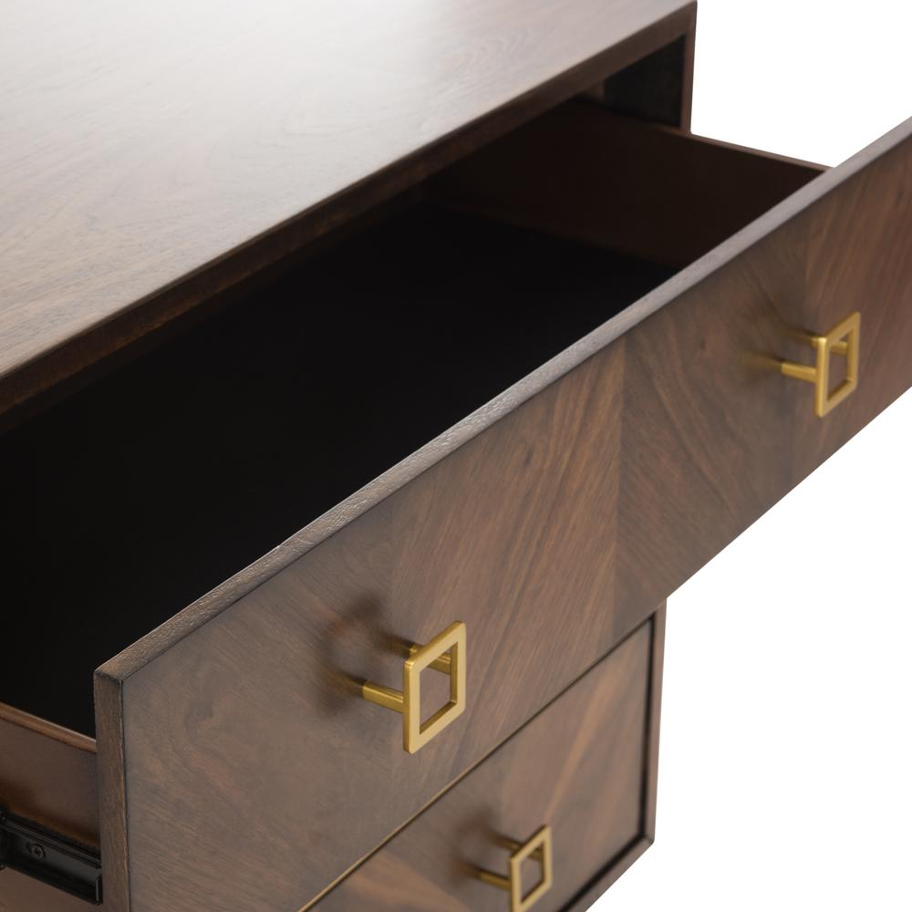 Katia 3 Drawer Chest, Walnut Parquet/Gold. Picture 7