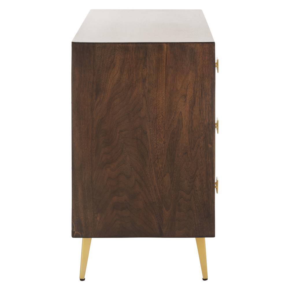 Katia 3 Drawer Chest, Walnut Parquet/Gold. Picture 11