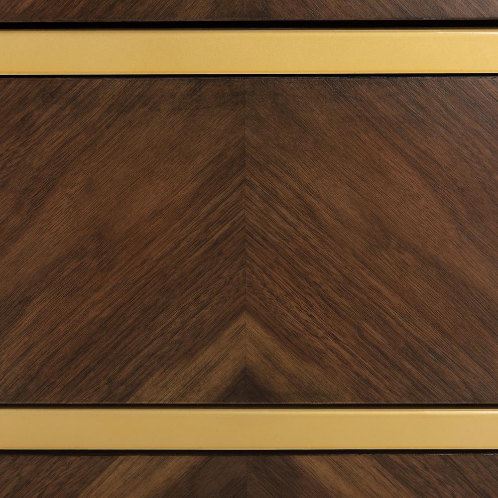 Katia 3 Drawer Chest, Walnut Parquet/Gold. Picture 12