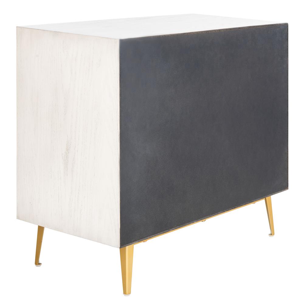Katia 3 Drawer Chest, White Wash/Gold. Picture 3