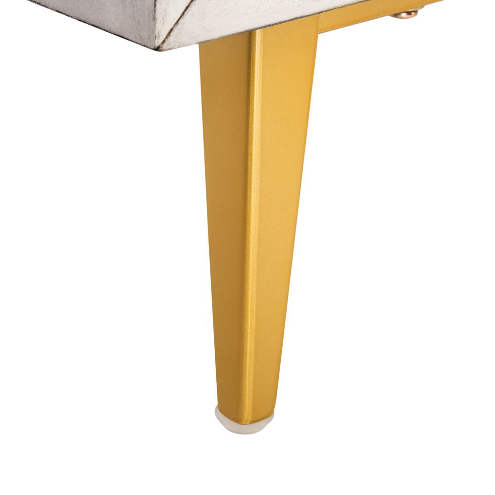 Katia 3 Drawer Chest, White Wash/Gold. Picture 7