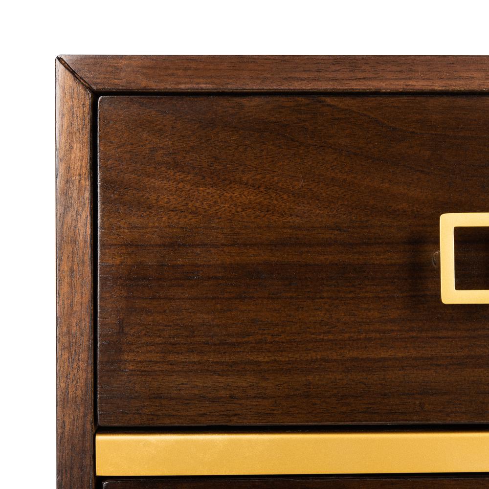 Katia 3 Drawer Chest, Walnut/Gold. Picture 5