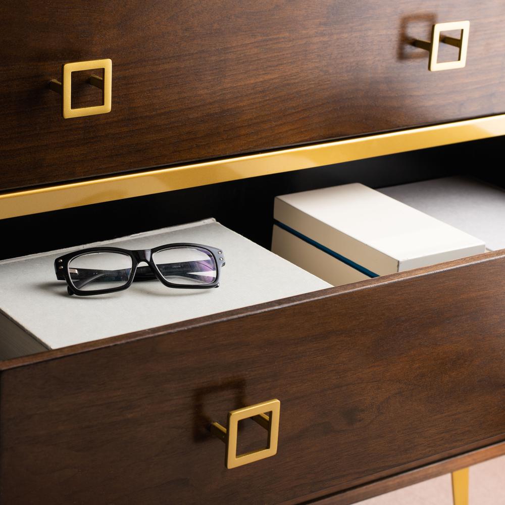 Katia 3 Drawer Chest, Walnut/Gold. Picture 4