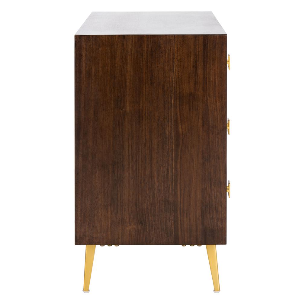 Katia 3 Drawer Chest, Walnut/Gold. Picture 12