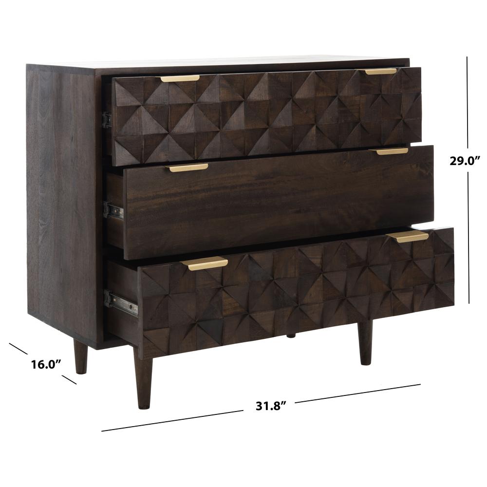 Zinnia 3 Drawer Chest , Walnut. Picture 6