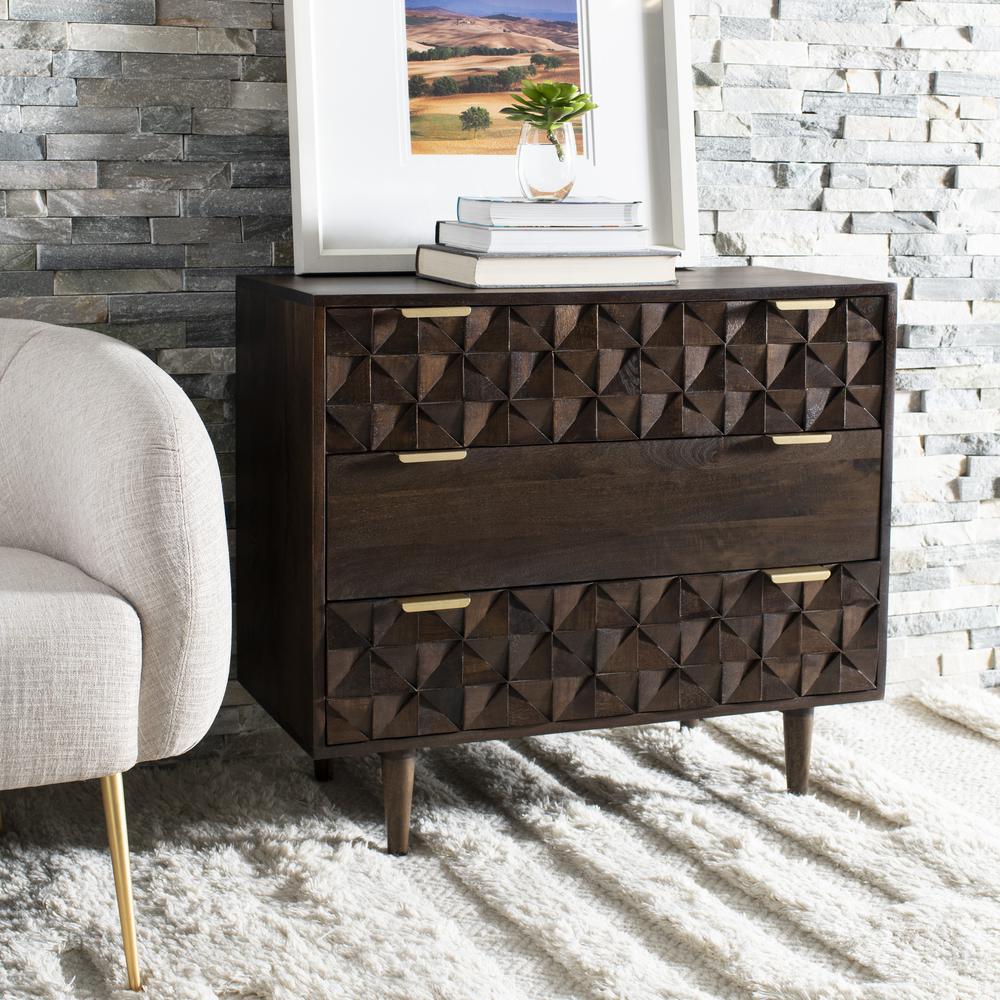 Zinnia 3 Drawer Chest , Walnut. Picture 9