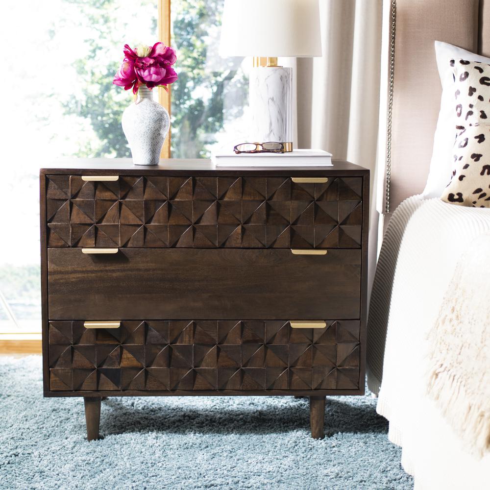 Zinnia 3 Drawer Chest , Walnut. Picture 10