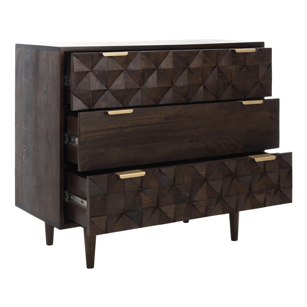 Zinnia 3 Drawer Chest , Walnut. Picture 11