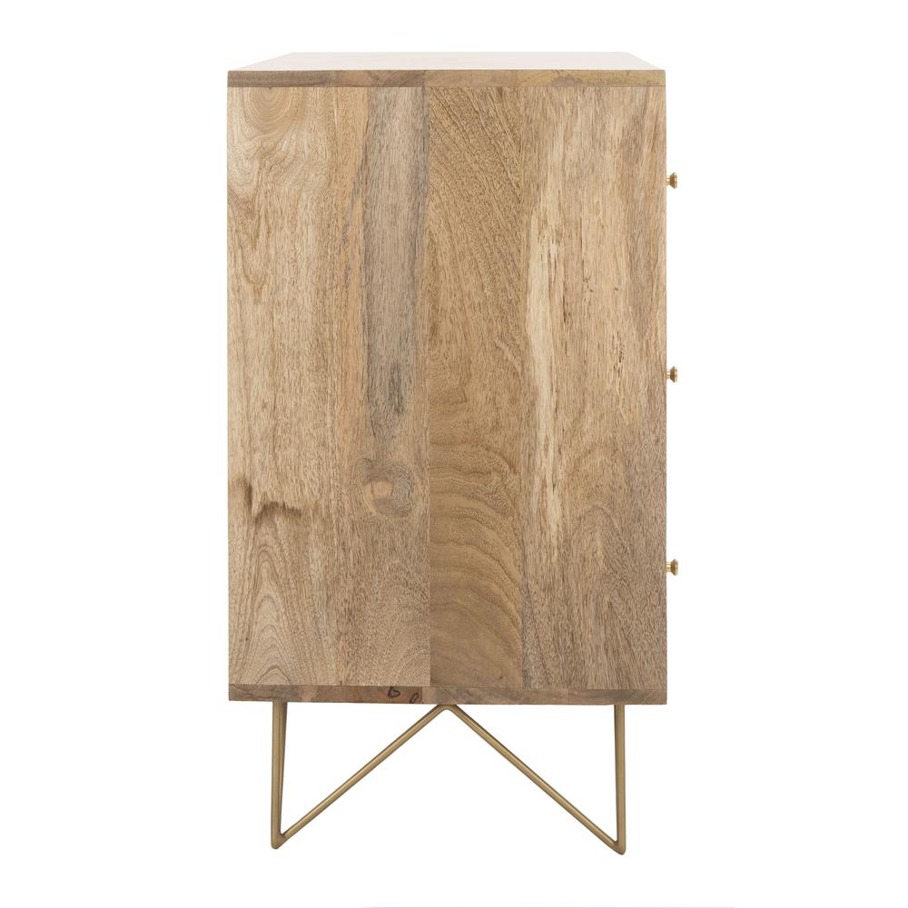 Marigold 3 Drawer Chest, Natural/Brass. Picture 5