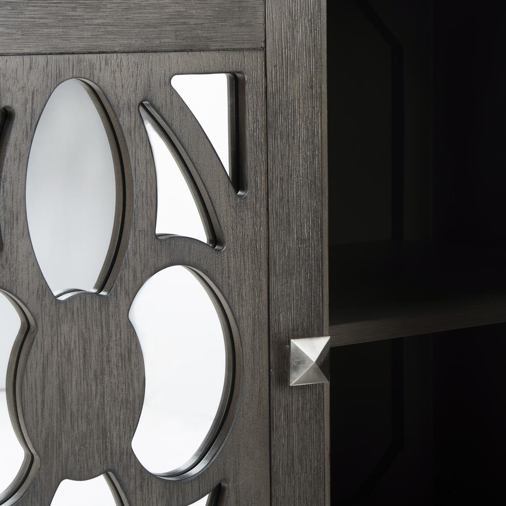 Shannon 2 Door Chest, Grey Wash Walnut/Mirror. Picture 4