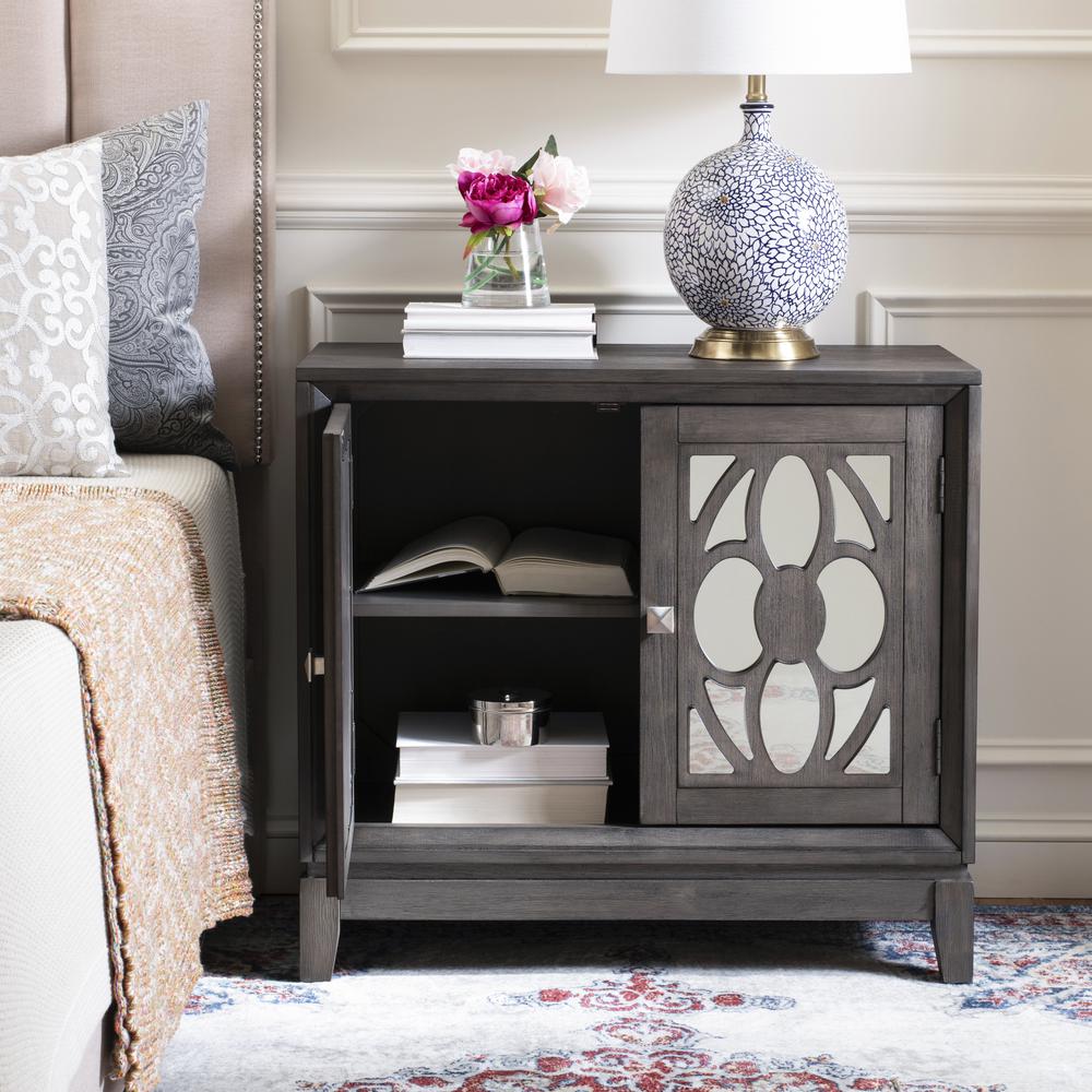 Shannon 2 Door Chest, Grey Wash Walnut/Mirror. Picture 7