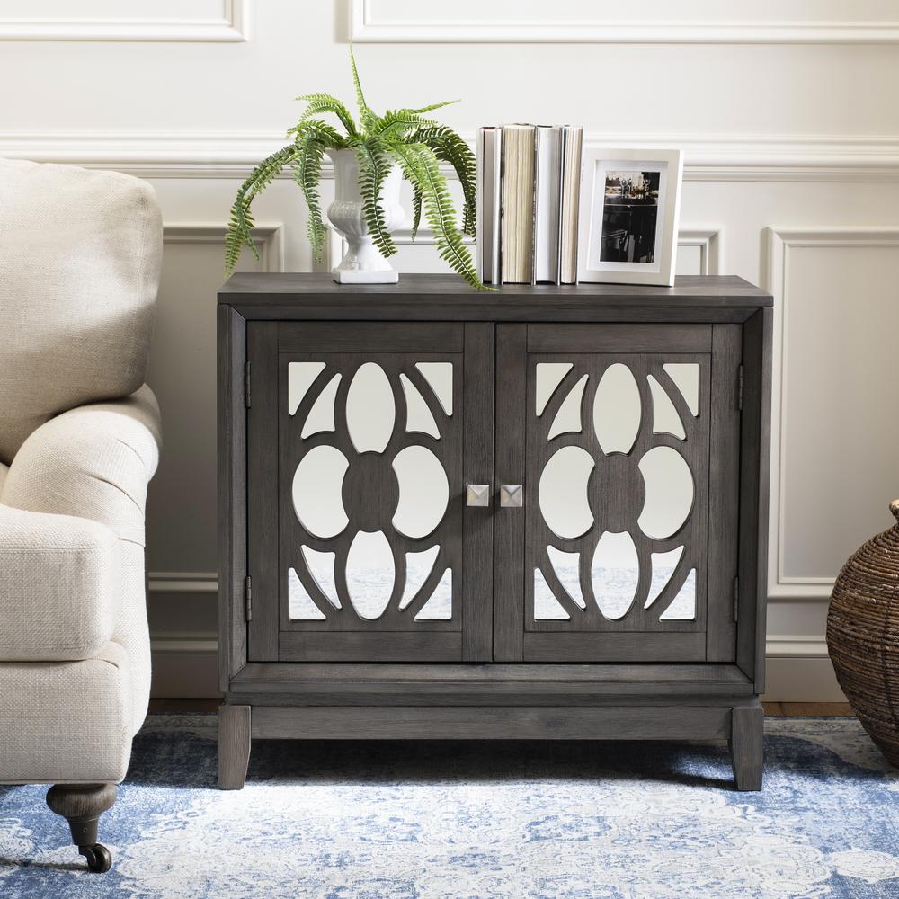 Shannon 2 Door Chest, Grey Wash Walnut/Mirror. Picture 9