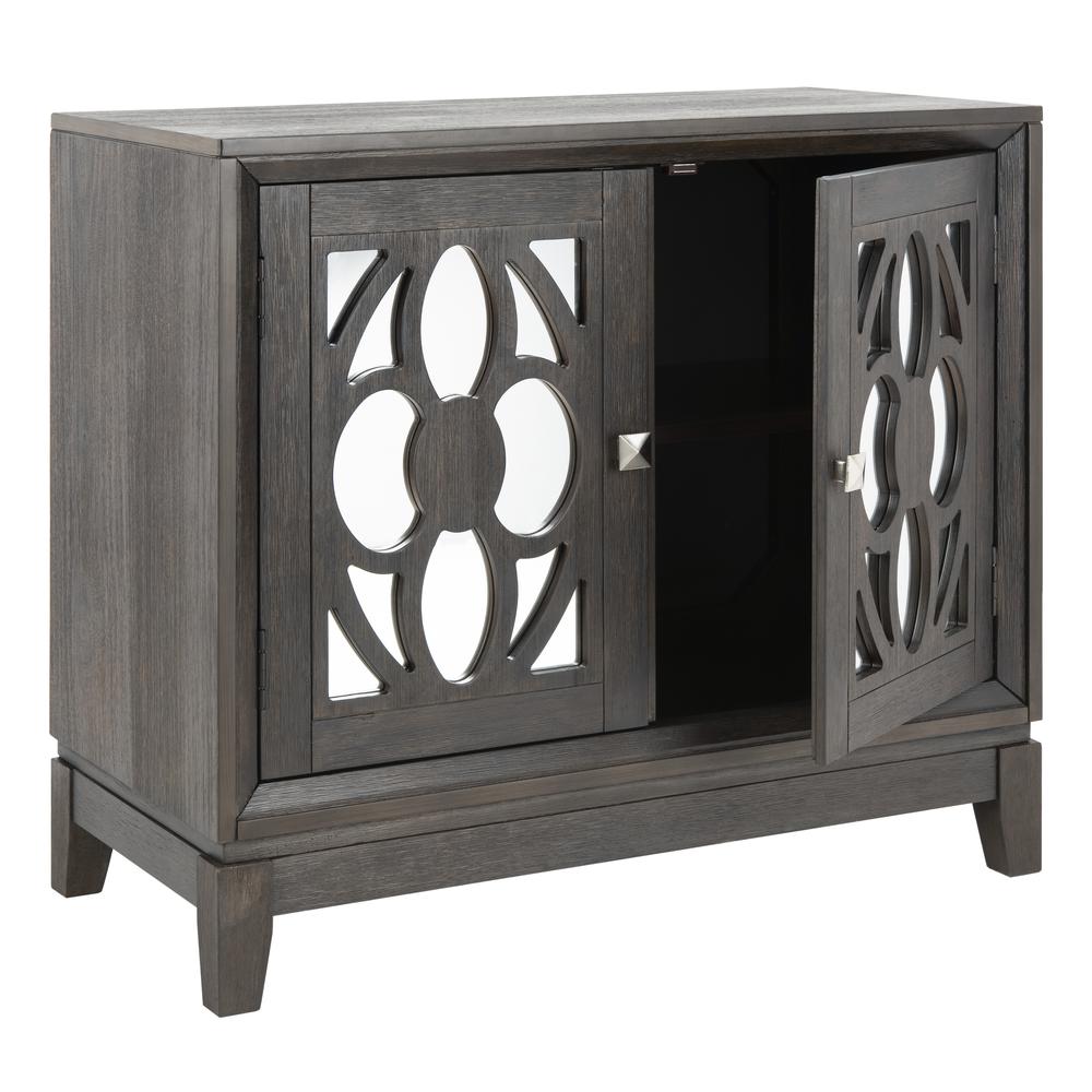 Shannon 2 Door Chest, Grey Wash Walnut/Mirror. Picture 10