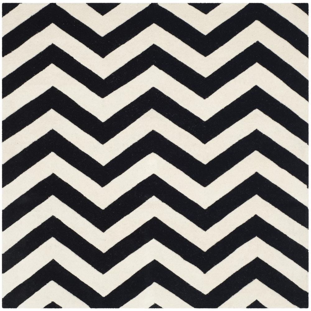 CHATHAM, IVORY / BLACK, 5' X 5' Square, Area Rug. Picture 1