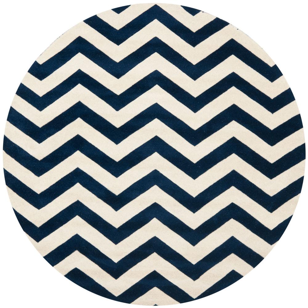 CHATHAM, DARK BLUE / IVORY, 5' X 5' Round, Area Rug, CHT715C-5R. Picture 1