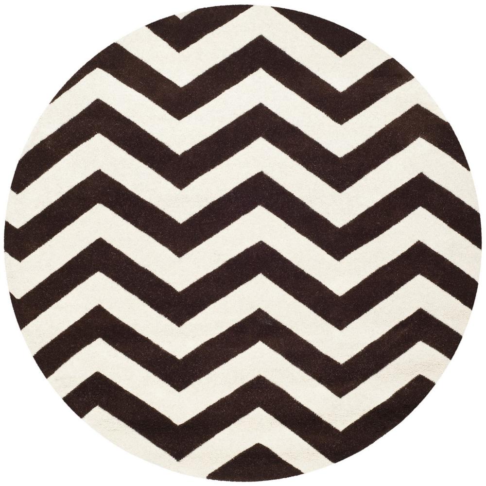 CHATHAM, BROWN / IVORY, 5' X 5' Round, Area Rug. Picture 1