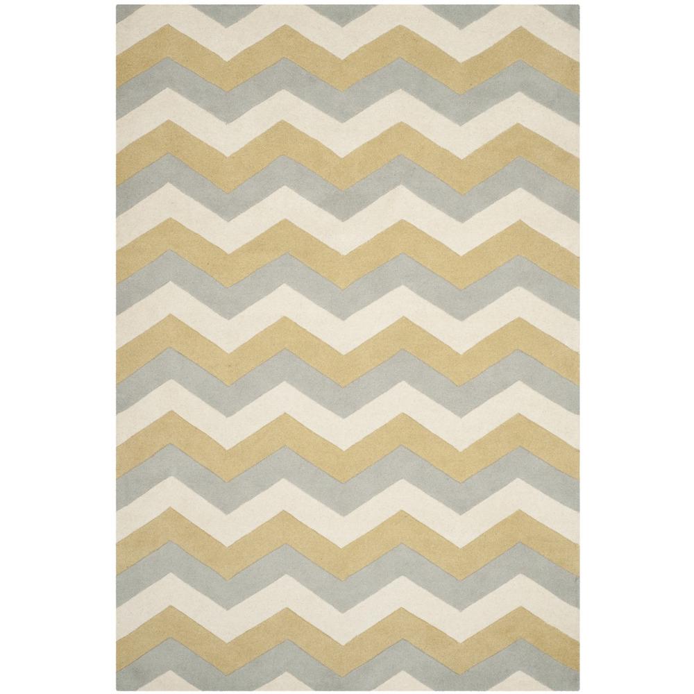 CHATHAM, GREY / GOLD, 6' X 9', Area Rug. Picture 1